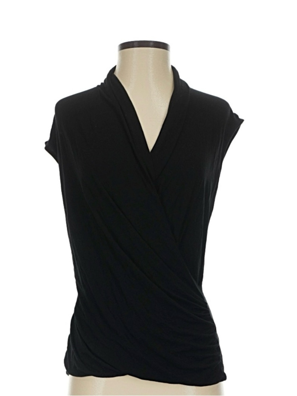 Vince Camuto Black Wrap-Style Cap Sleeve Top